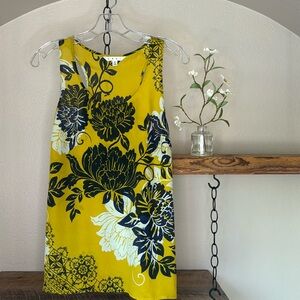 CAbi Womens Silk Blend Bali Floral Tank Top Mustard Black, size S